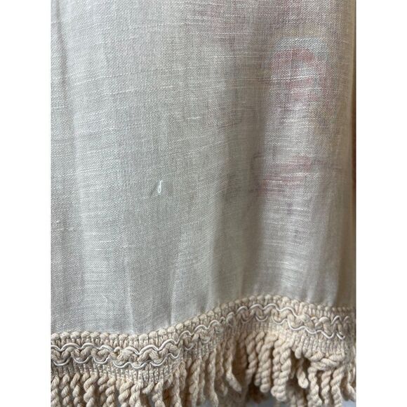 Vintage Havana Linen Embroidered Fringe Kimono Cream Small Boho Cottagecore - Picture 8 of 8